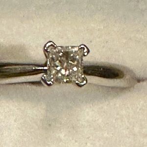 14K White Gold Princess Cut Solitaire Diamond